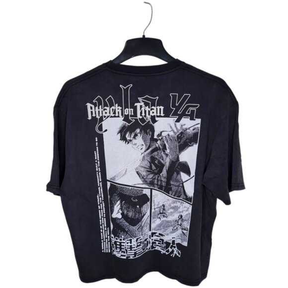 YOUNGLA x Attack On Titan First Battle #4186 Men's Cropped T Size L Black - Picture 3 of 13